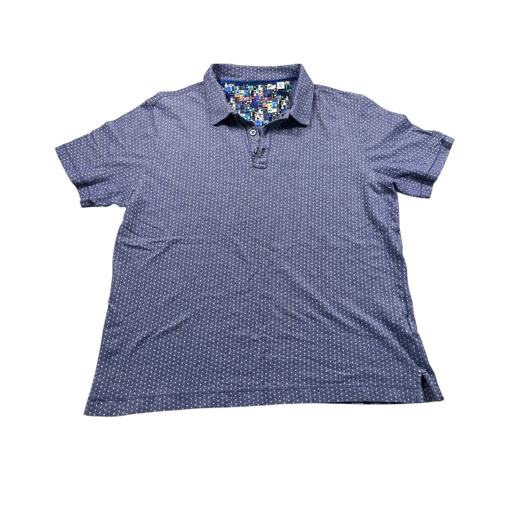 Robert Graham XL 100% Cotton Blue Printed Polo Shirt Skull Graphic Short Sleeve